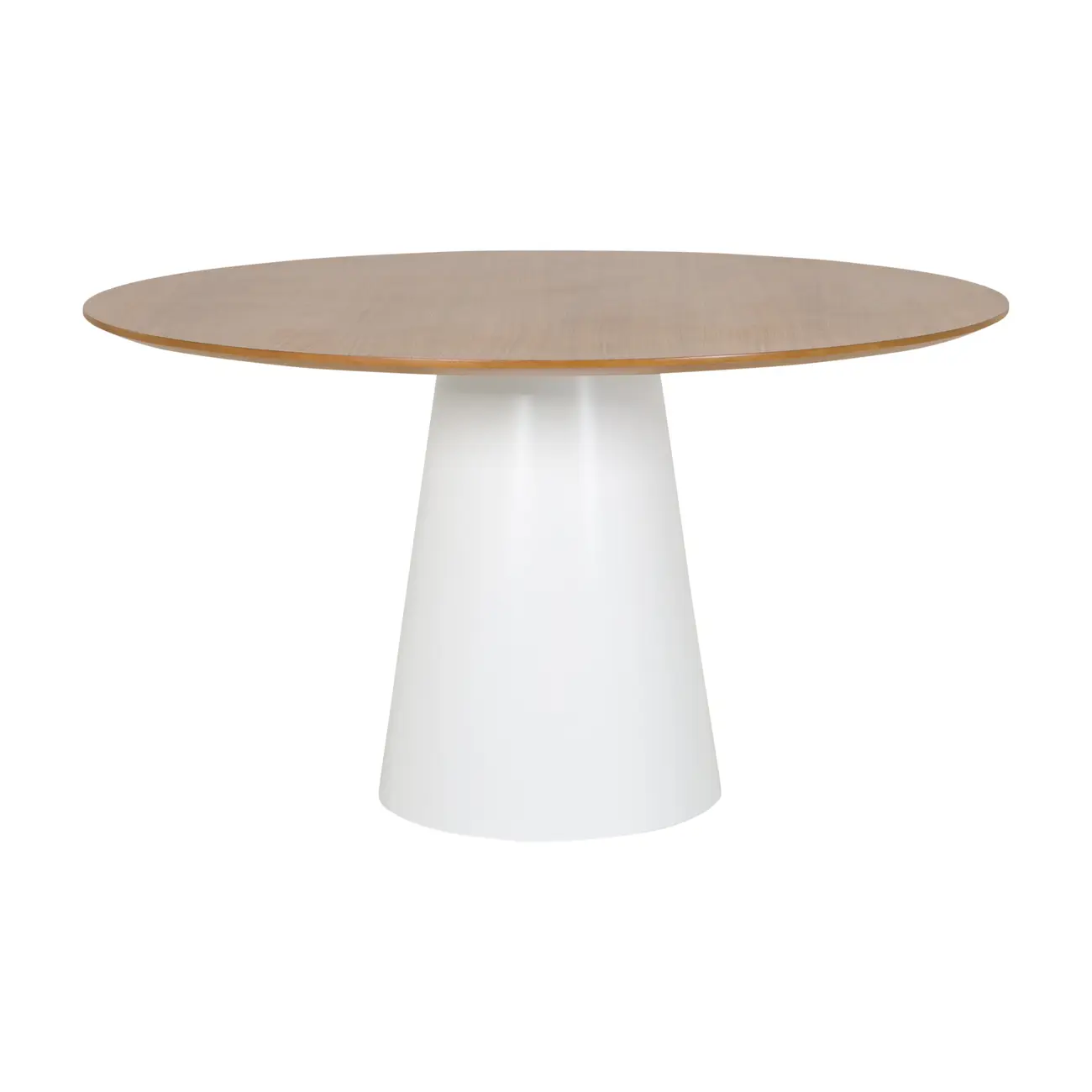 MESA DE JANTAR REDONDA 1,35 M MAK WOOD - BRANCO/FREIJÓ - Foto 1
