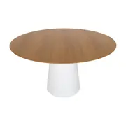 MESA DE JANTAR REDONDA 1,35 M MAK WOOD - BRANCO/FREIJÓ - Foto 2