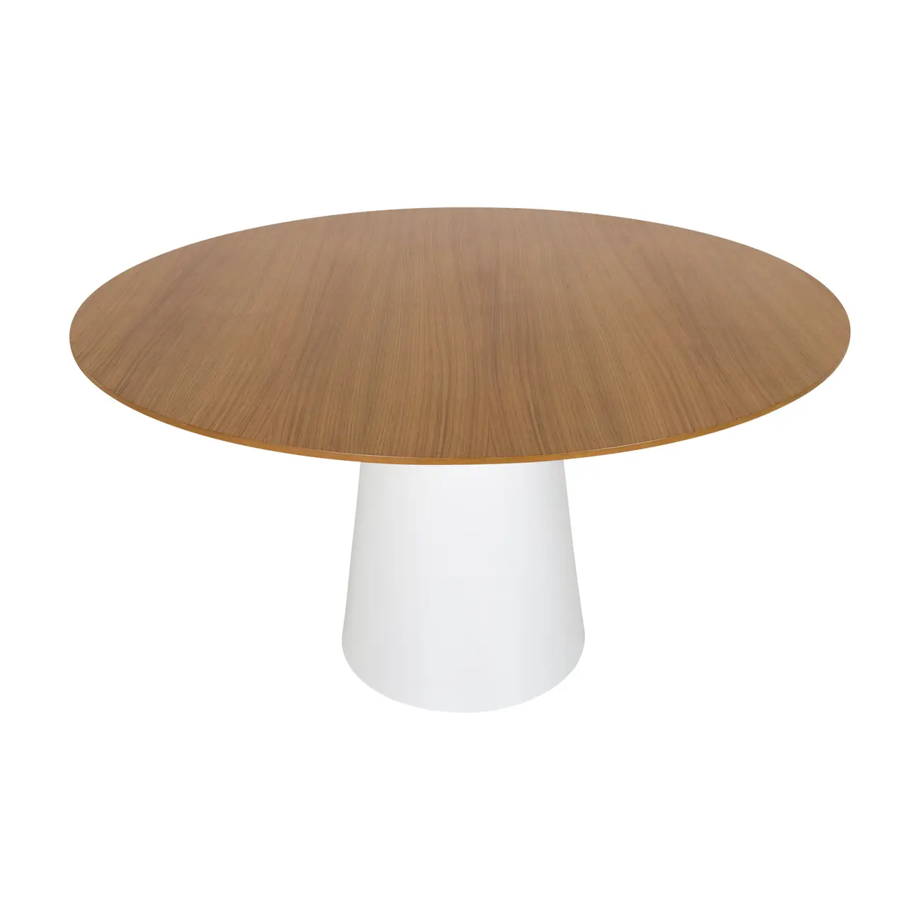 MESA DE JANTAR REDONDA 1,35 M MAK WOOD - BRANCO/FREIJÓ - Foto 2