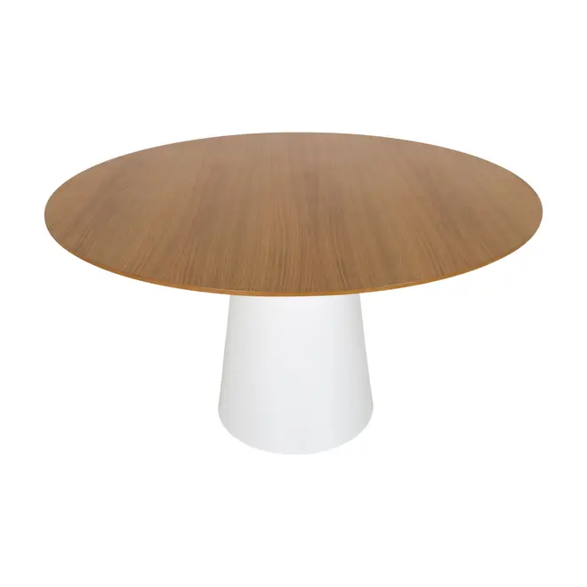 MESA DE JANTAR REDONDA 1,35 M MAK WOOD - BRANCO/FREIJÓ - Foto 2