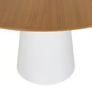 MESA DE JANTAR REDONDA 1,35 M MAK WOOD - BRANCO/FREIJÓ - Foto 4