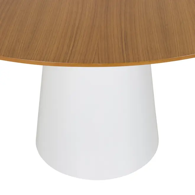 MESA DE JANTAR REDONDA 1,35 M MAK WOOD - BRANCO/FREIJÓ - Foto 4