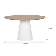 MESA DE JANTAR REDONDA 1,35 M MAK WOOD - BRANCO/FREIJÓ - Foto 5