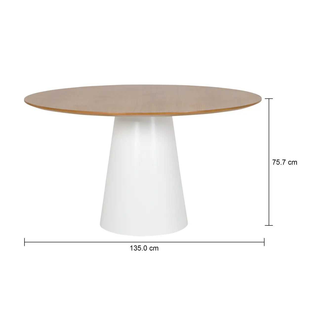 MESA DE JANTAR REDONDA 1,35 M MAK WOOD - BRANCO/FREIJÓ - Foto 5