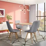 MESA DE JANTAR REDONDA 1,35 M MAK WOOD - BRANCO/FREIJÓ - Foto 6