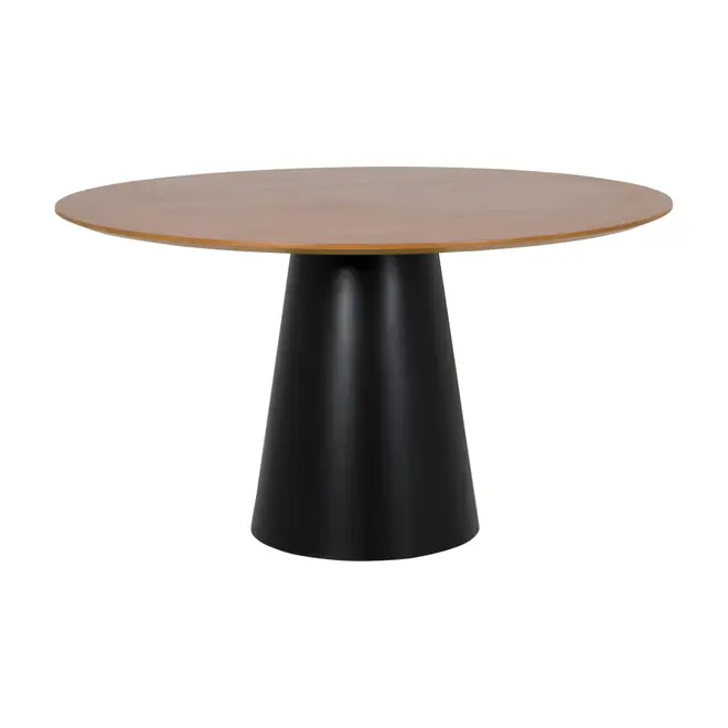 MESA REDONDA 1,35 M MAK WOOD - PRETO/NOZES - Foto 1