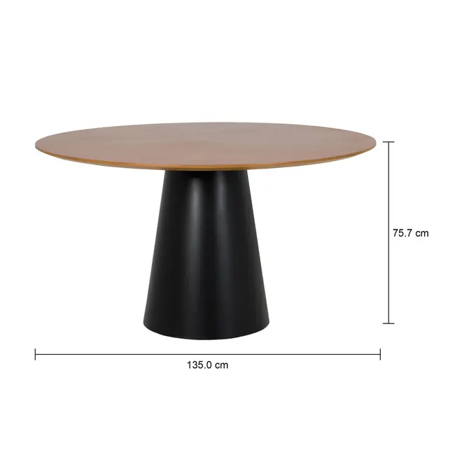 MESA REDONDA 1,35 M MAK WOOD - PRETO/NOZES - Foto 5