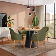 MESA REDONDA 1,35 M MAK WOOD - PRETO/NOZES - Foto 6