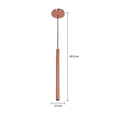 Imagem com medidas do produto LUMINÁRIA DE TETO 40 CM TUBING