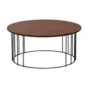 MESA DE CENTRO REDONDA 70 CM HELMON - PRETO/NOZES - Foto 1