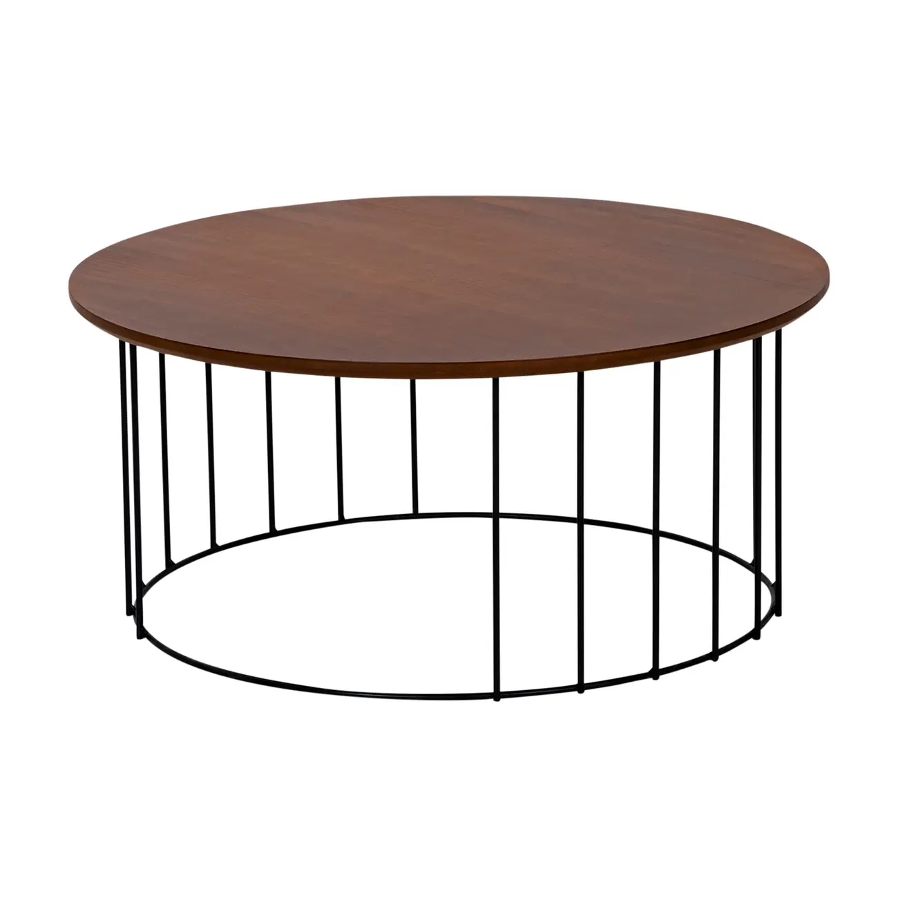MESA DE CENTRO REDONDA 70 CM HELMON - PRETO/NOZES - Foto 2