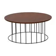 MESA DE CENTRO REDONDA 70 CM HELMON - PRETO/NOZES - Foto 3