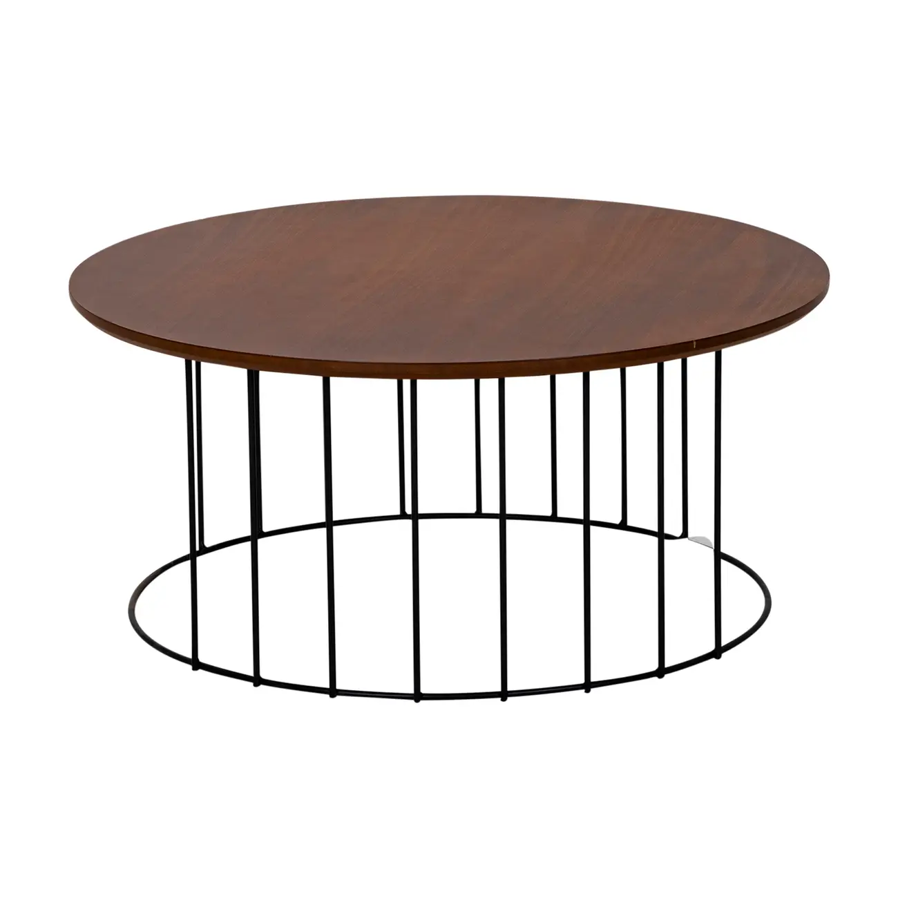 MESA DE CENTRO REDONDA 70 CM HELMON - PRETO/NOZES - Foto 3