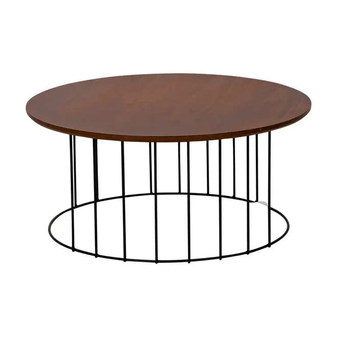 MESA DE CENTRO REDONDA 70 CM HELMON - PRETO/NOZES - Foto 3