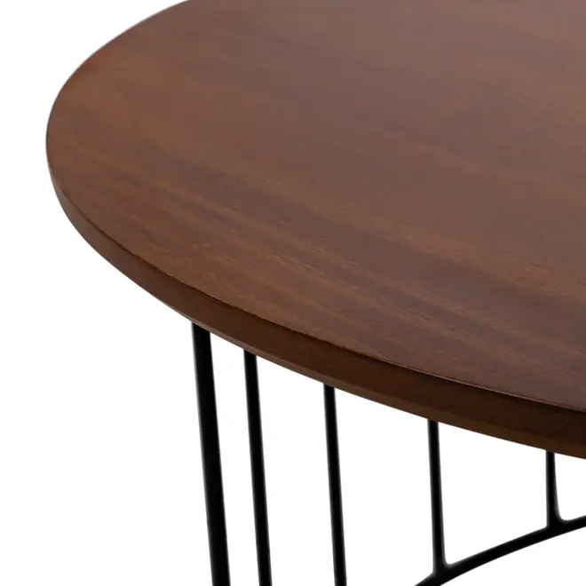 MESA DE CENTRO REDONDA 70 CM HELMON - PRETO/NOZES - Foto 4