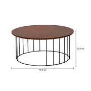 MESA DE CENTRO REDONDA 70 CM HELMON - PRETO/NOZES - Foto 5