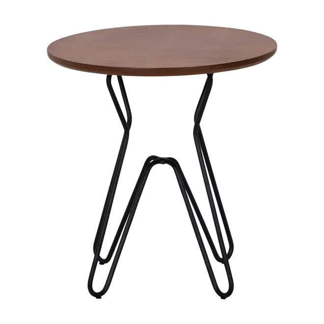 DREW MESA LATERAL BAIXA REDONDA 42 CM - PRETO/NOZES - Foto 1