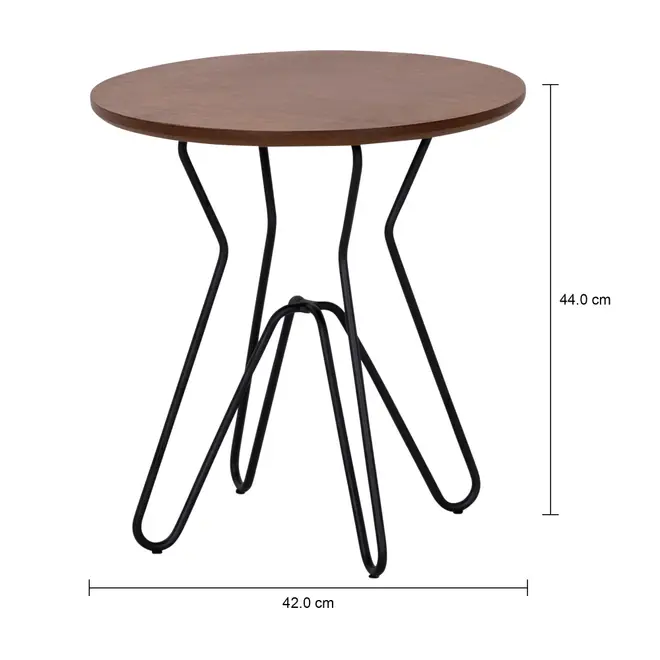 DREW MESA LATERAL BAIXA REDONDA 42 CM - PRETO/NOZES - Foto 6
