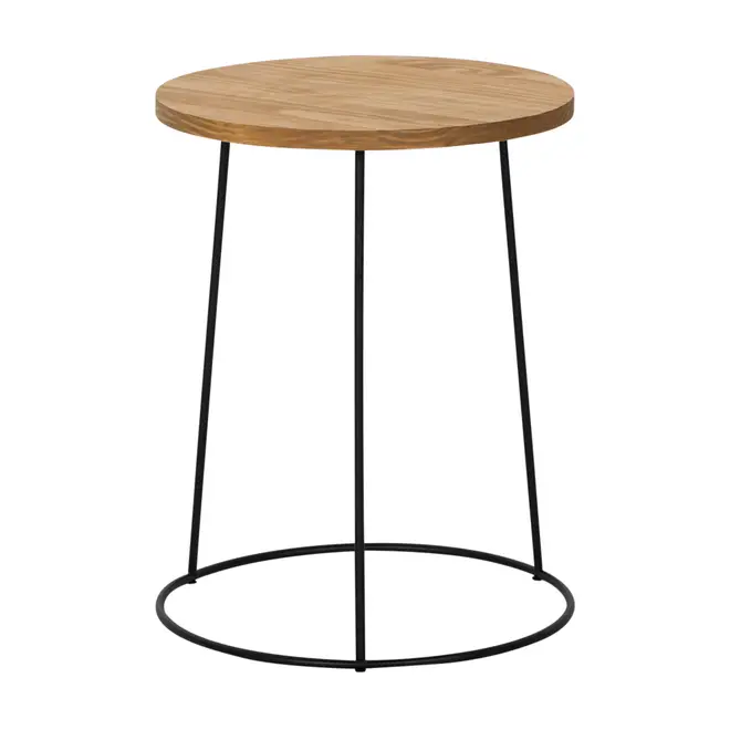 MESA LATERAL REDONDA 40 CM FLOYEN - PRETO/AMÊNDOA - Foto 1