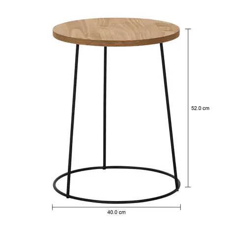 Imagem com medidas do produto MESA LATERAL REDONDA 40 CM FLOYEN