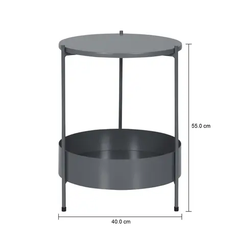 Imagem com medidas do produto MESA LATERAL REDONDA 40 CM ZAKIM
