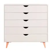 CÔMODA 5 GAVETAS 90 CM X 40 CM LIN - BEGE/NOZES - Foto 1
