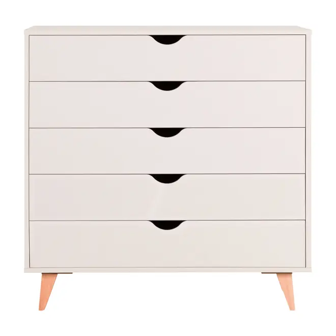 CÔMODA 5 GAVETAS 90 CM X 40 CM LIN - BEGE/NOZES - Foto 1