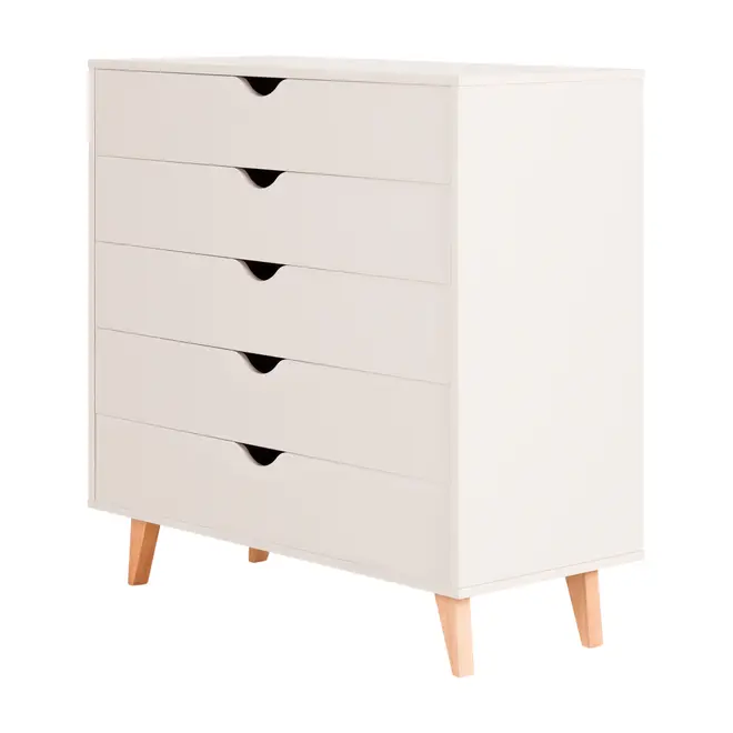 CÔMODA 5 GAVETAS 90 CM X 40 CM LIN - BEGE/NOZES - Foto 2