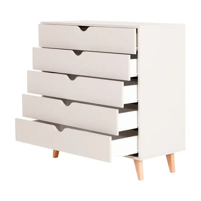 CÔMODA 5 GAVETAS 90 CM X 40 CM LIN - BEGE/NOZES - Foto 3