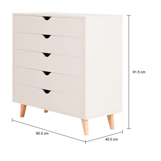 CÔMODA 5 GAVETAS 90 CM X 40 CM LIN - BEGE/NOZES - Foto 8