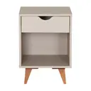 BEGE/NOZES - MESA DE CABECEIRA 1 GAVETA COM NICHO LIN