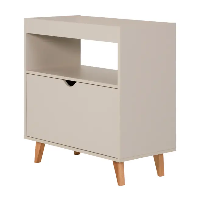 APARADOR 1 PORTA BASCULANTE 76 CM X 37 CM LIN - BEGE/NOZES - Foto 2