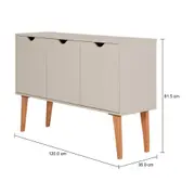 BUFFET 3 PORTAS 1,20 M X 35 CM LIN - BEGE/NOZES - Foto 9