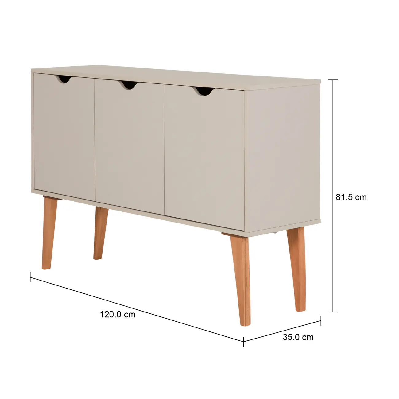 BUFFET 3 PORTAS 1,20 M X 35 CM LIN - BEGE/NOZES - Foto 9