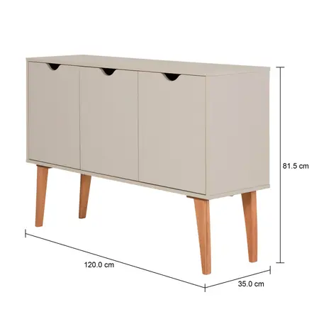 Imagem com medidas do produto BUFFET 3 PORTAS 1,20 M X 35 CM LIN