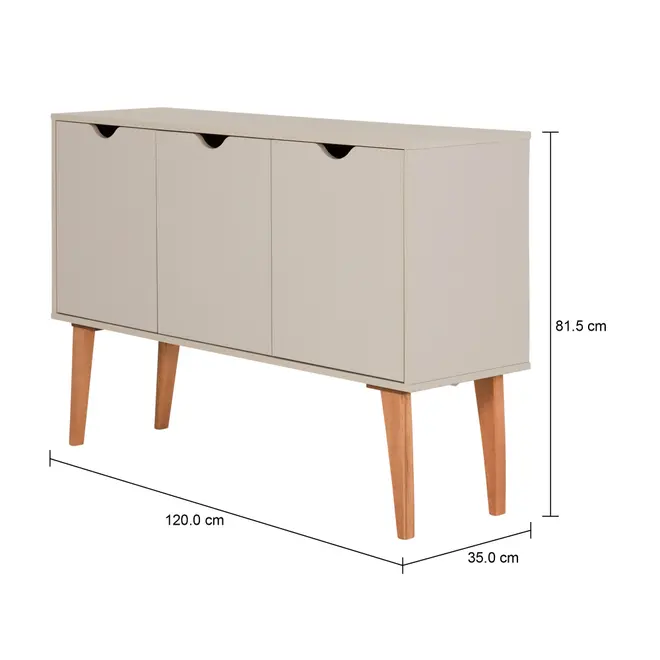 BUFFET 3 PORTAS 1,20 M X 35 CM LIN - BEGE/NOZES - Foto 9