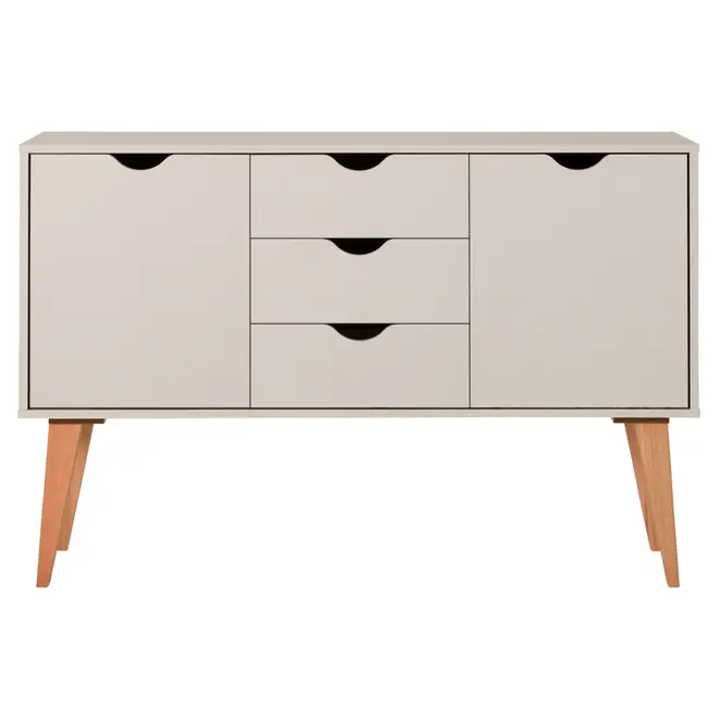 BUFFET 2 PORTAS/3 GAVETAS 1,20 M X 35 CM LIN - BEGE/NOZES - Foto 1