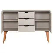 BUFFET 2 PORTAS/3 GAVETAS 1,20 M X 35 CM LIN - BEGE/NOZES - Foto 4