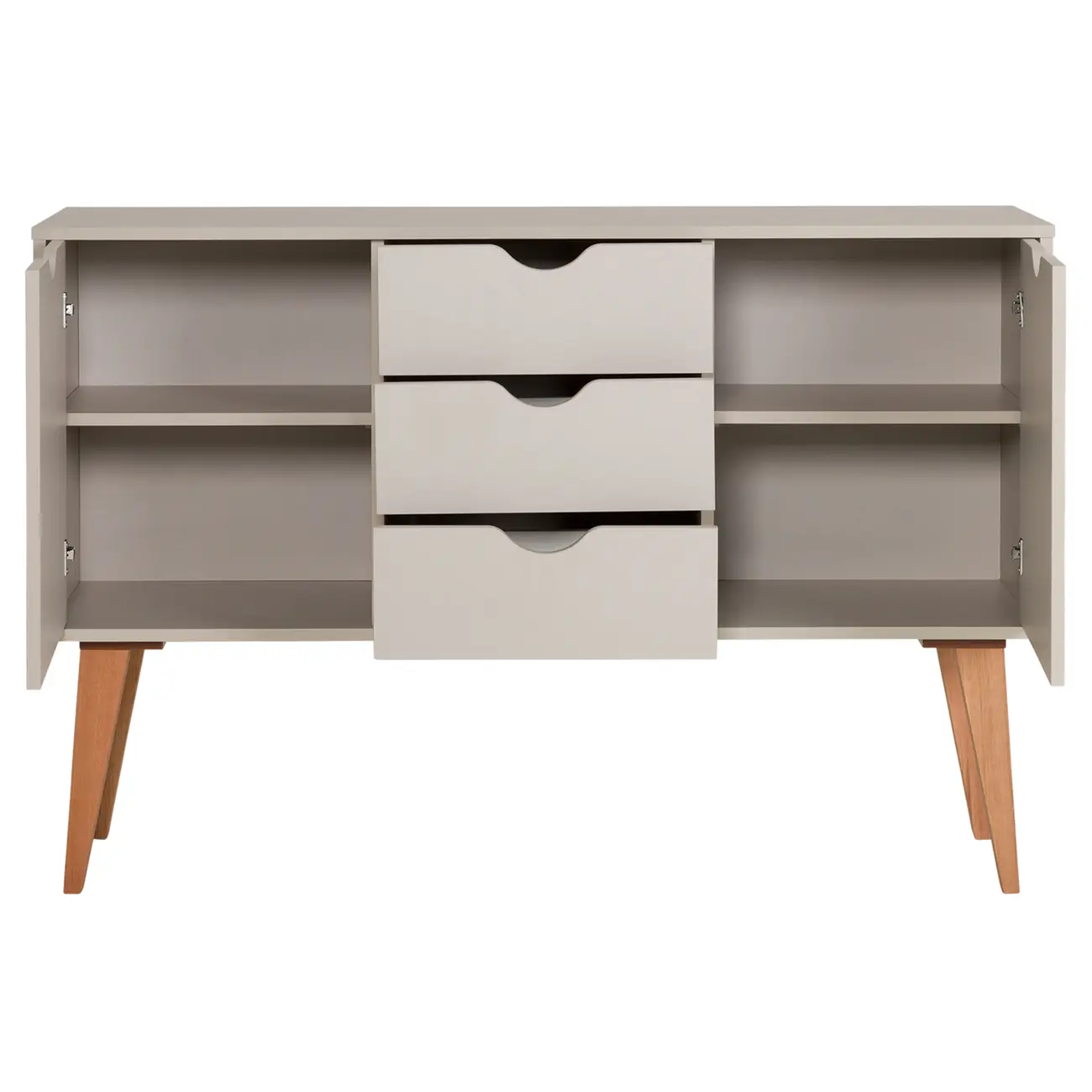 BUFFET 2 PORTAS/3 GAVETAS 1,20 M X 35 CM LIN - BEGE/NOZES - Foto 4