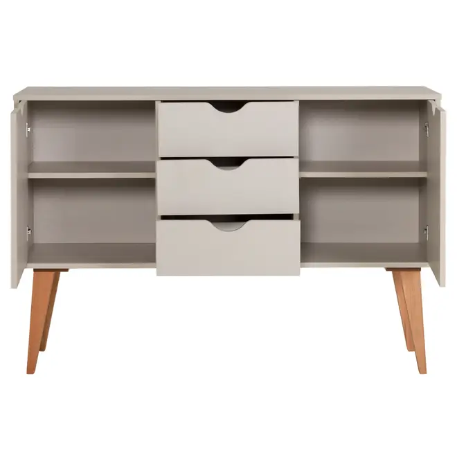 BUFFET 2 PORTAS/3 GAVETAS 1,20 M X 35 CM LIN - BEGE/NOZES - Foto 4