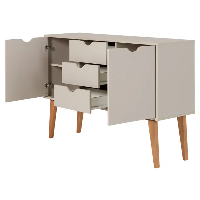 BUFFET 2 PORTAS/3 GAVETAS 1,20 M X 35 CM LIN - BEGE/NOZES - Foto 5