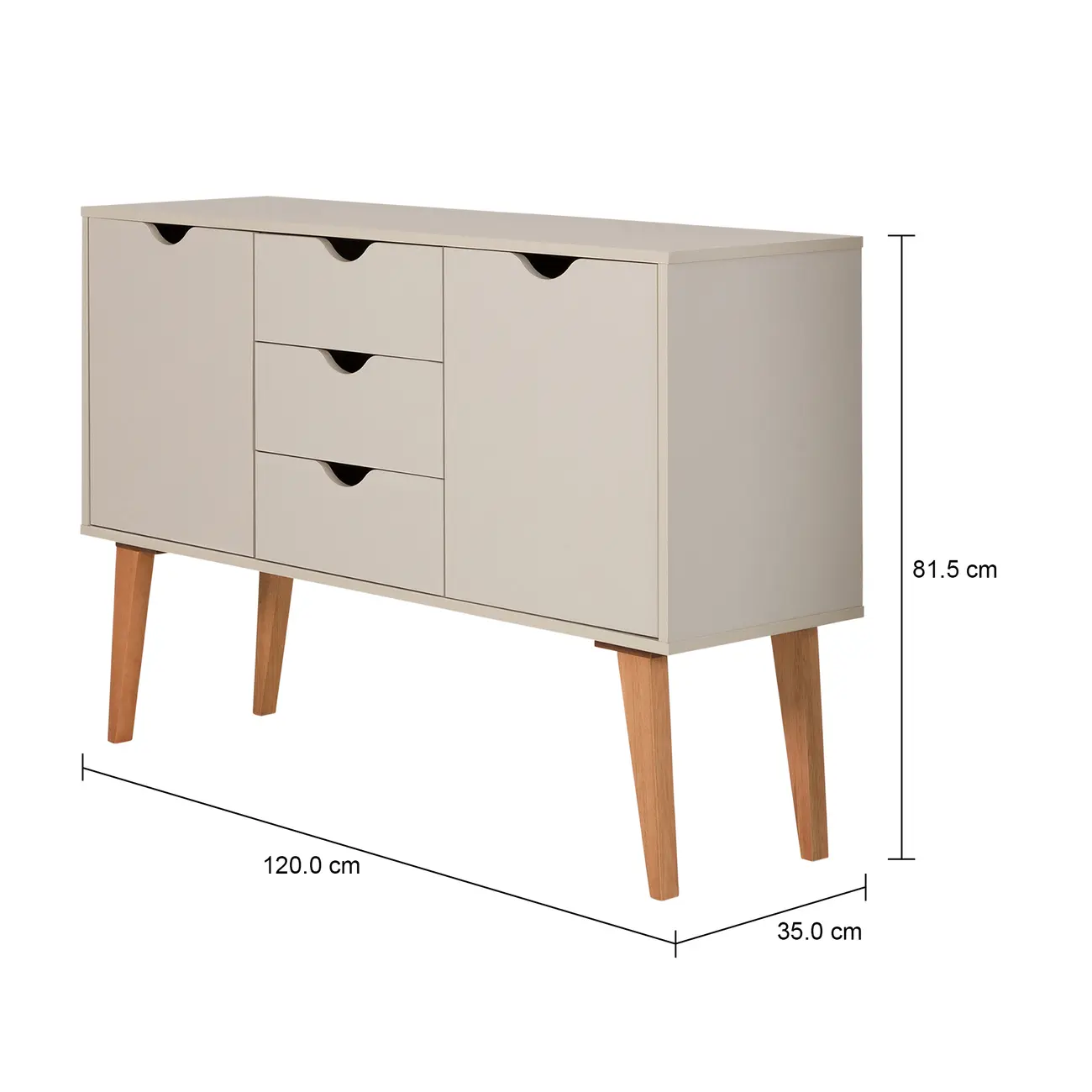 BUFFET 2 PORTAS/3 GAVETAS 1,20 M X 35 CM LIN - BEGE/NOZES - Foto 9