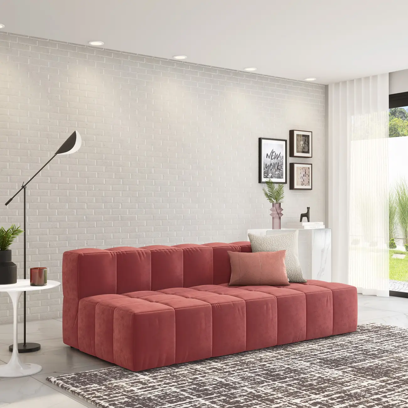 SOFÁ MODULAR 3 LUGARES SOFO - VELVET COTELÊ RODONITA - Foto 9