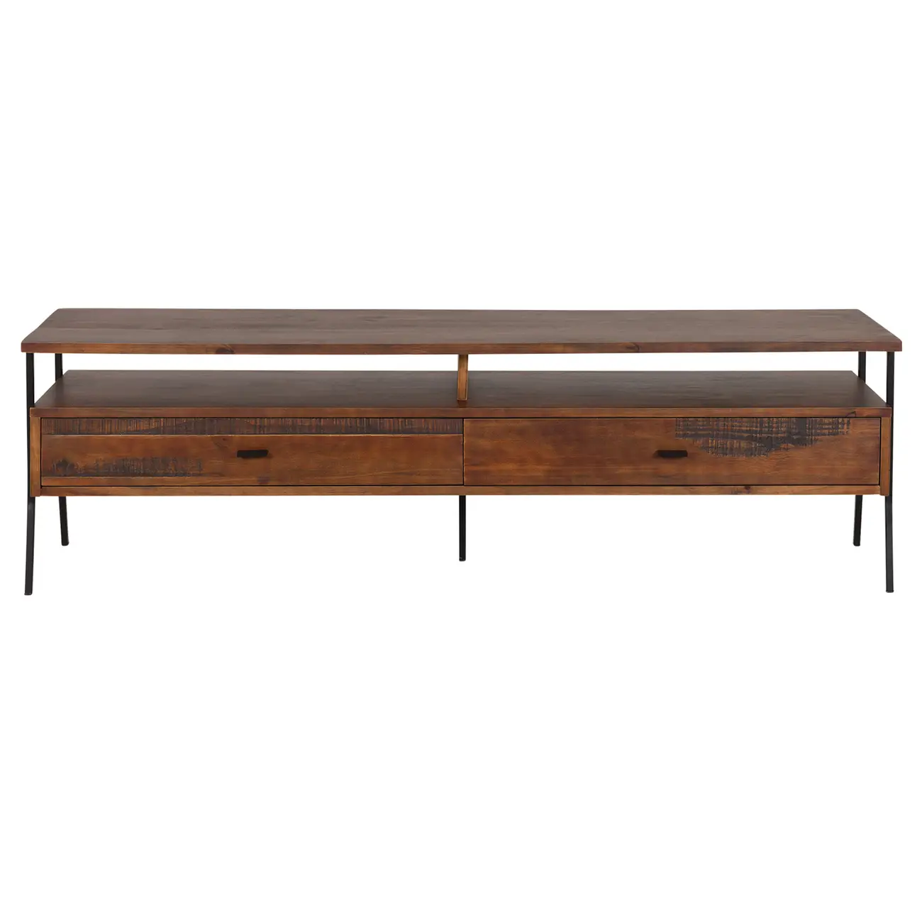 RACK 2 GAVETAS 1,80 M X 44 CM JAHARI - NOZES RÚSTICO/PRETO - Foto 1