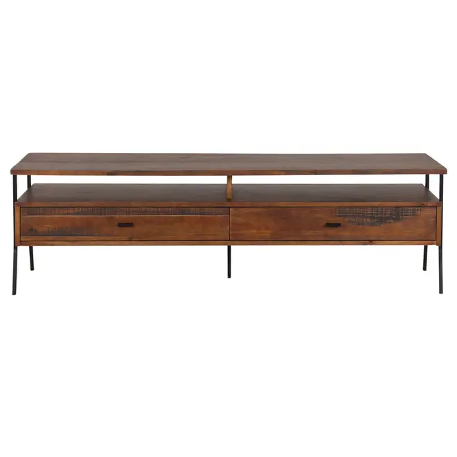 RACK 2 GAVETAS 1,80 M X 44 CM JAHARI - NOZES RÚSTICO/PRETO - Foto 1
