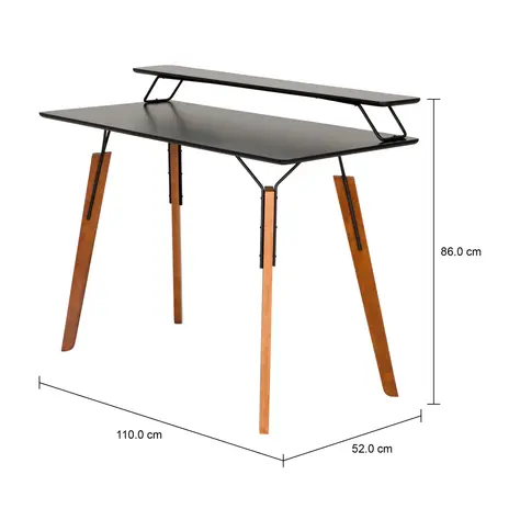 Imagem com medidas do produto ESCRIVANINHA COM PRATELEIRA 1,10 M X 52 CM OVNI