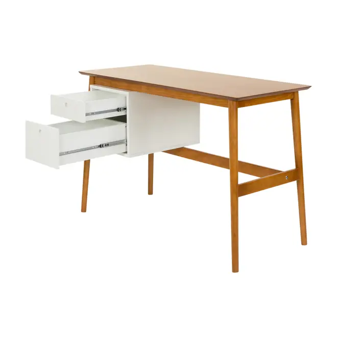 ESCRIVANINHA 2 GAVETAS 1,15 M X 50 CM GALIA - NOZES/BRANCO - Foto 3