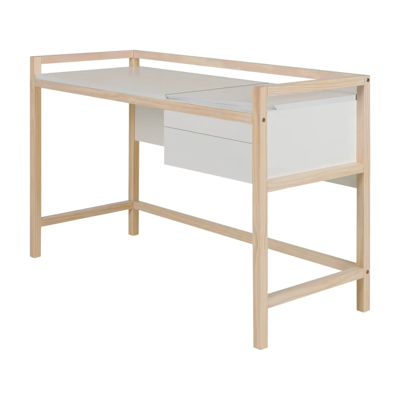 ESCRIVANINHA 1 GAVETA 1,20 M X 50 CM BANDEIROLA - NATURAL WASHED/BRANCO - Foto 2