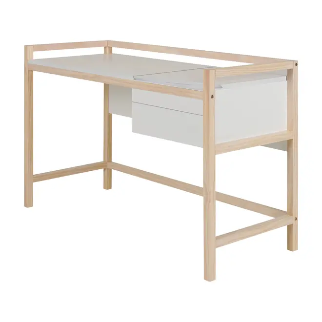 ESCRIVANINHA 1 GAVETA 1,20 M X 50 CM BANDEIROLA - NATURAL WASHED/BRANCO - Foto 2