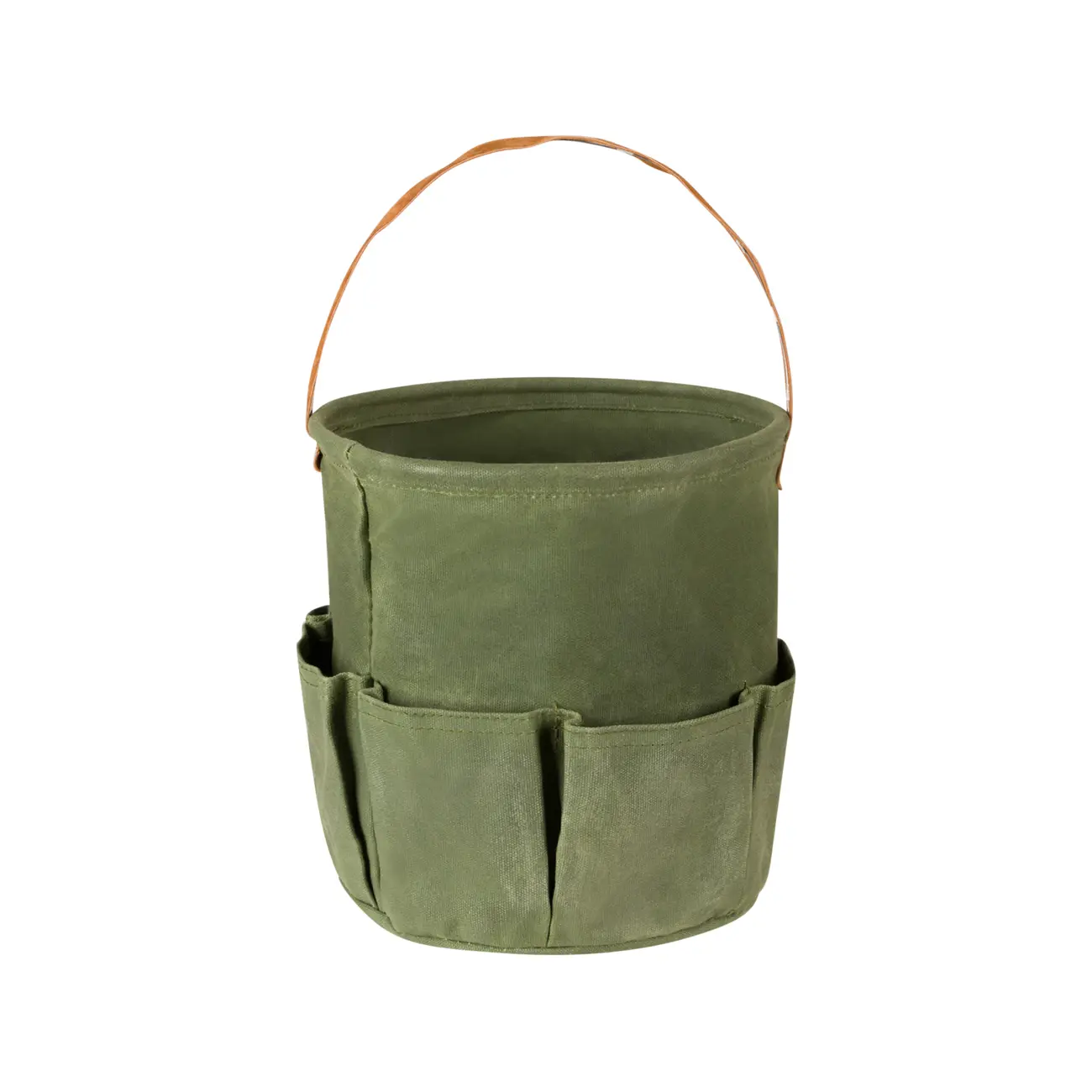 CESTO CIRCULAR COM BOLSOS 25 CM X 24 CM HIGH LOW NA - MUSGO/WHISKY - Foto 4